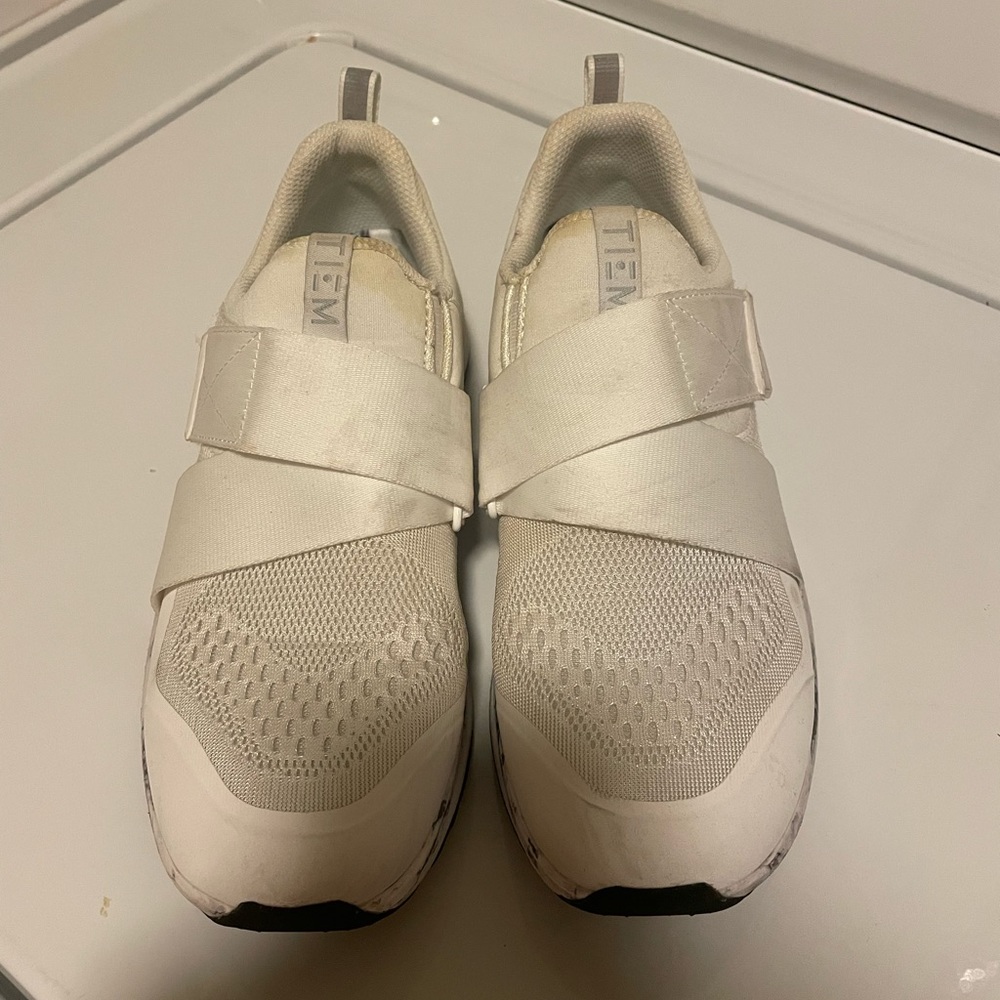 White TIEM slipstream white marble indoor cycling shoe, SPD compatible size 8